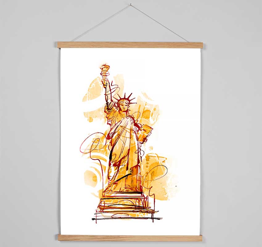 Golden Statue of Liberty Hanging Poster - Wallart-Direct UK