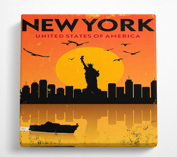 A Square Canvas Print Showing Statue of Liberty Poster Square Wall Art