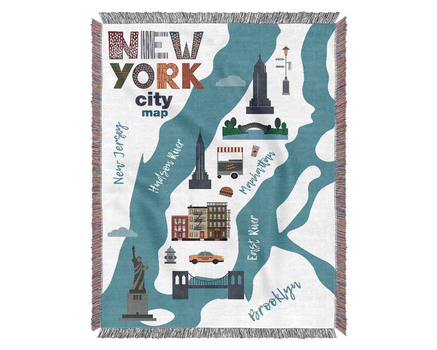 NYC Map Woven Blanket