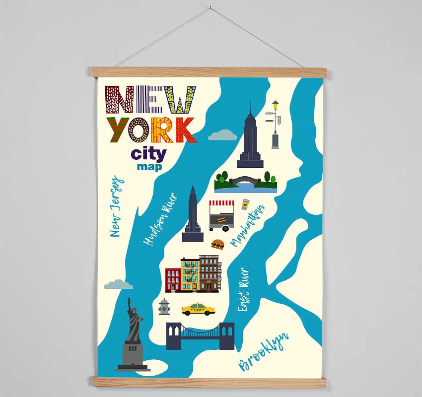 NYC Map Hanging Poster - Wallart-Direct UK