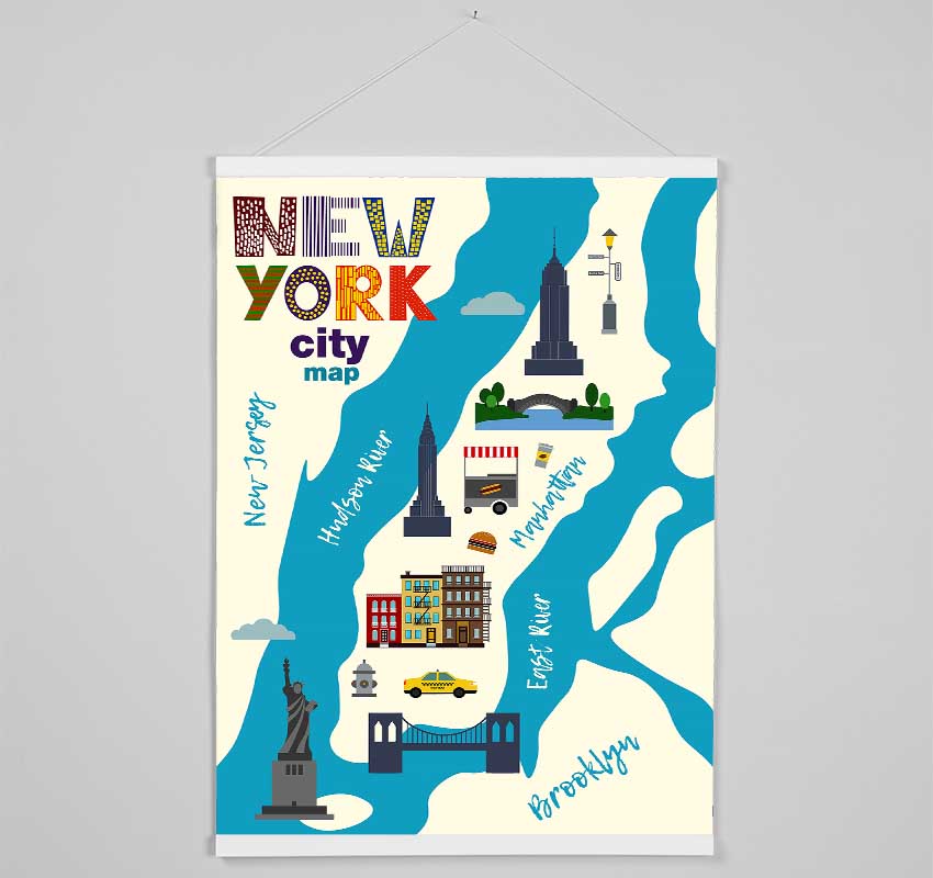 NYC Map Hanging Poster - Wallart-Direct UK