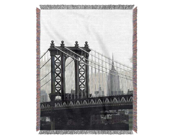 Empire State Through The Bridge Woven Blanket