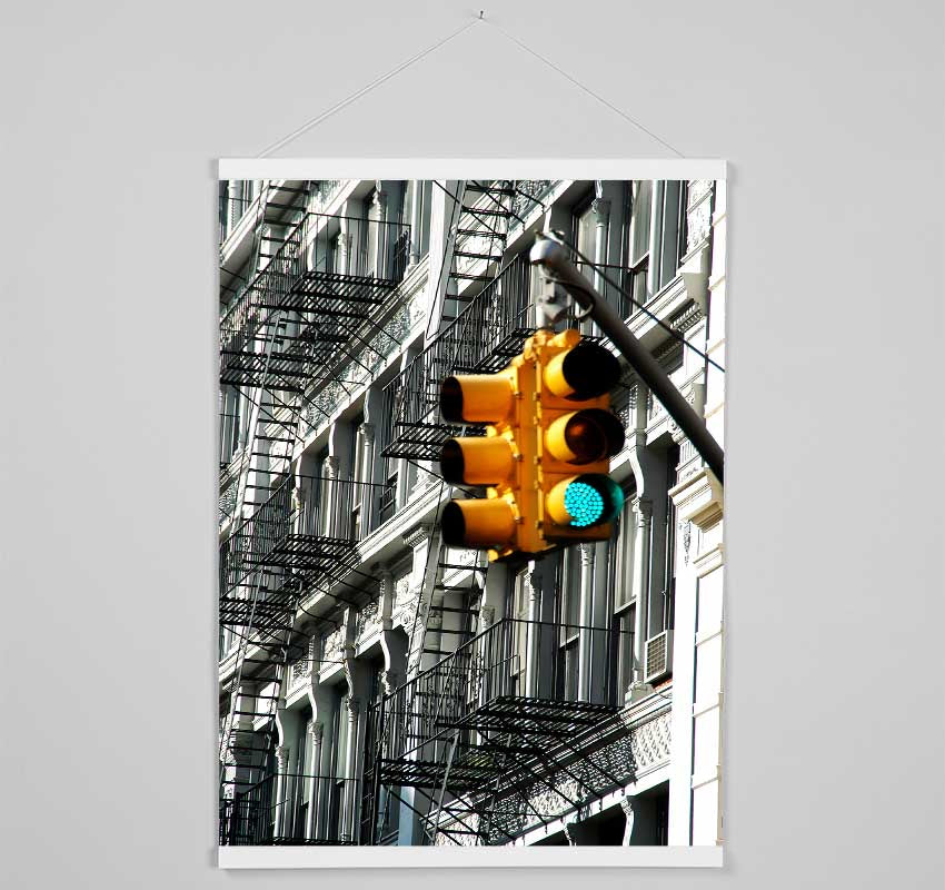 Yellow Traffic Lights Hanging Poster - Wallart-Direct UK