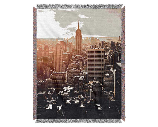 Empire State Building Sun Glow Woven Blanket