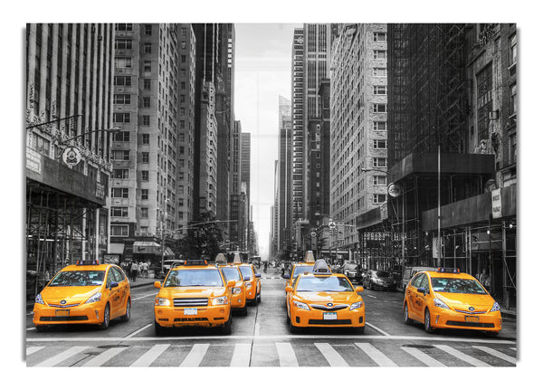 Yellow Cab Line Up Streets