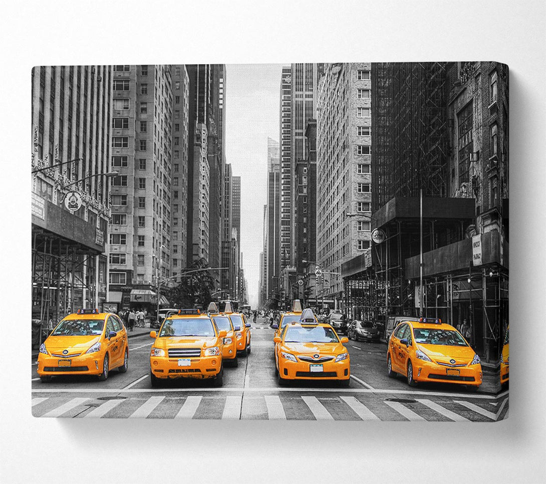 Picture of Yellow Cab Line Up Streets Canvas Print Wall Art