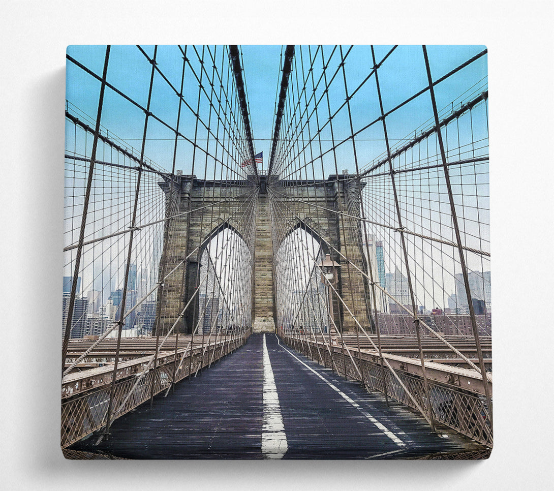 A Square Canvas Print Showing Structure Of Brooklyn Bridge 1 Square Wall Art