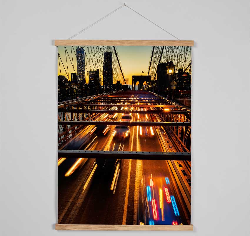 Speed Of Light On Brooklyn Bridge 1 Hanging Poster - Wallart-Direct UK