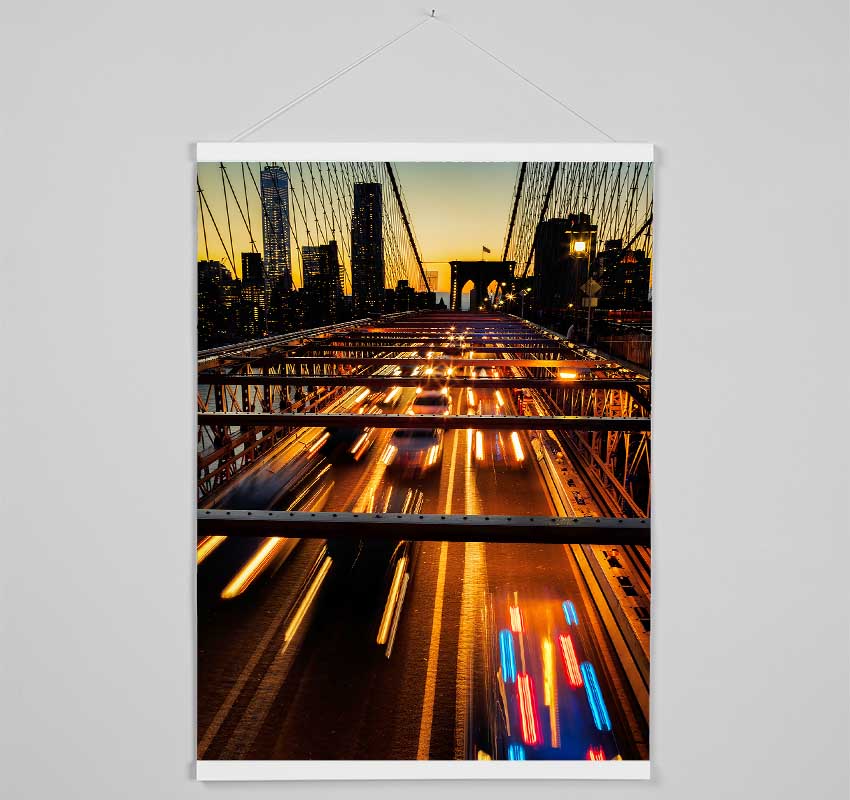 Speed Of Light On Brooklyn Bridge 1 Hanging Poster - Wallart-Direct UK