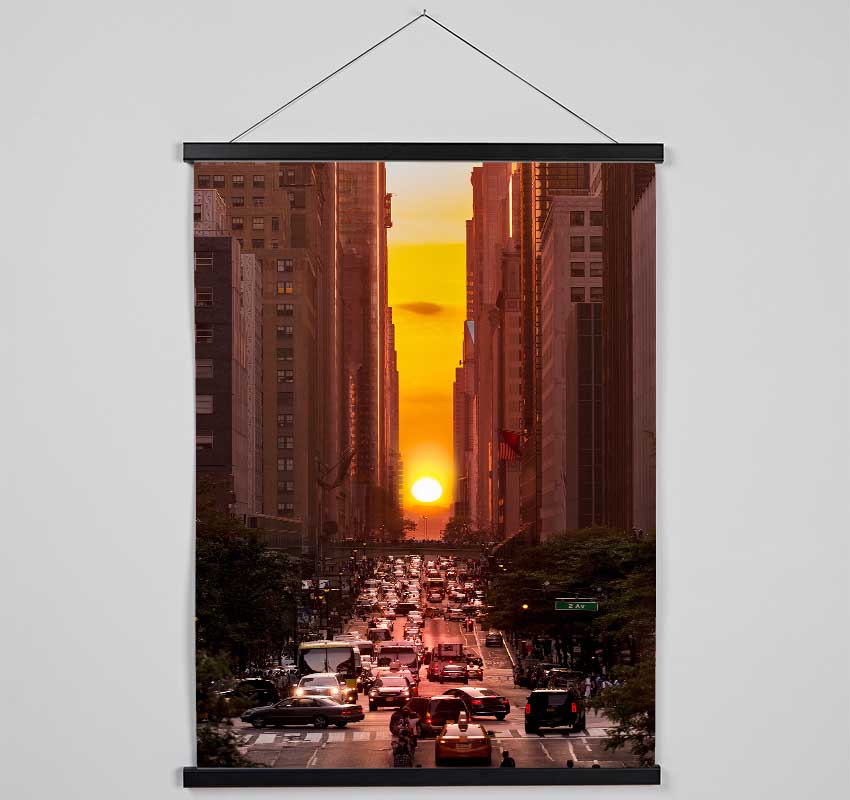 Sunset Through The Streets Of NYC Hanging Poster - Wallart-Direct UK