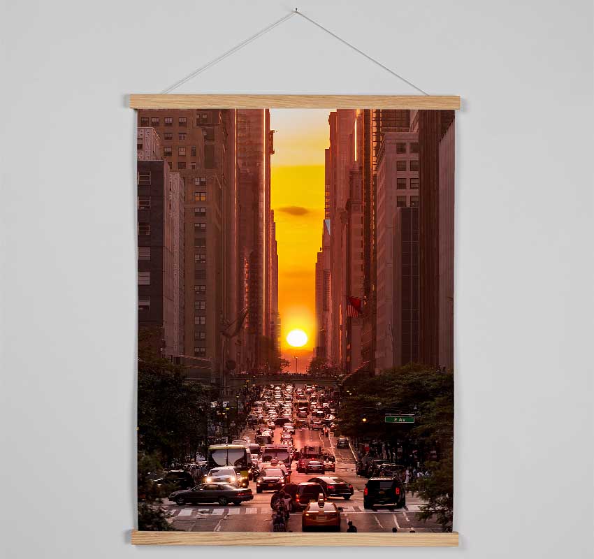 Sunset Through The Streets Of NYC Hanging Poster - Wallart-Direct UK