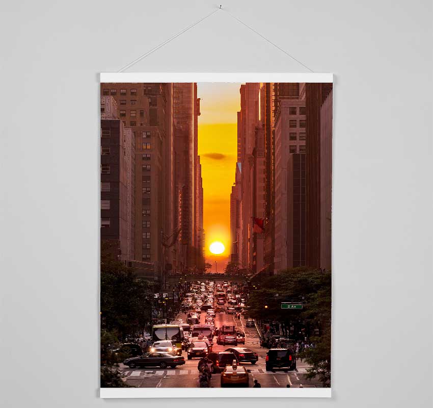 Sunset Through The Streets Of NYC Hanging Poster - Wallart-Direct UK