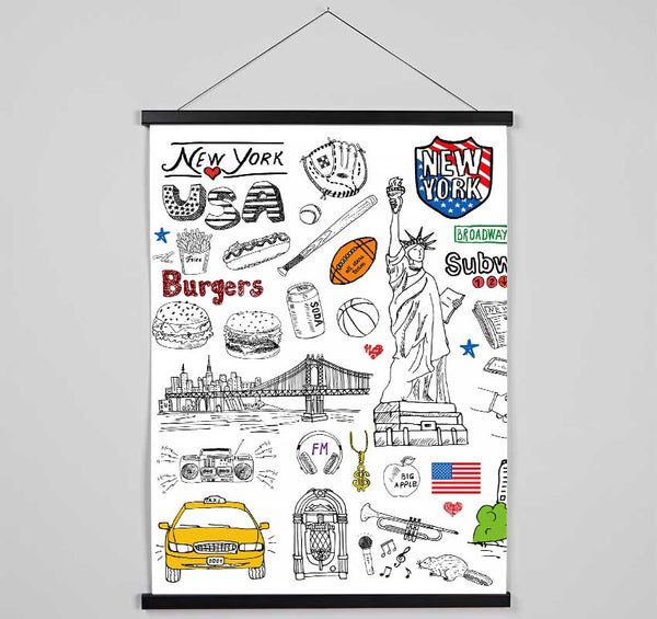 Sightseeing In NYC Hanging Poster - Wallart-Direct UK