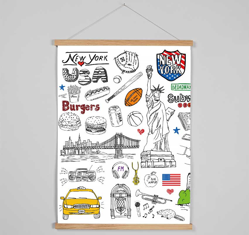 Sightseeing In NYC Hanging Poster - Wallart-Direct UK