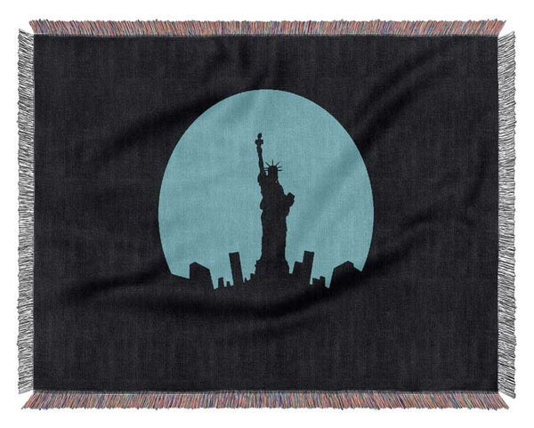 Statue of Liberty In The Blue Moon Woven Blanket