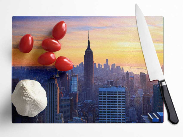 Sunset Over The Empire State Building Glass Chopping Board