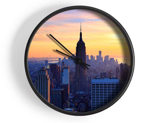 Sunset Over The Empire State Building Clock - Wallart-Direct UK