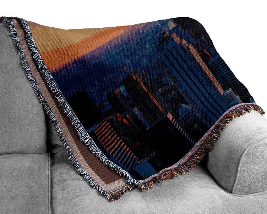 Sunset Over The Empire State Building Woven Blanket