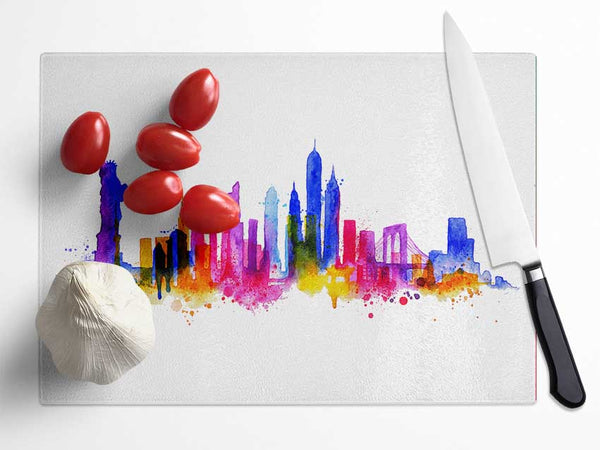 NYC Rainbow Glass Chopping Board