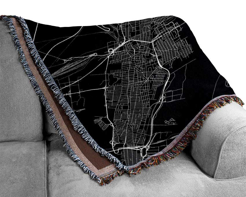 Retro map Of The City 1 Woven Blanket