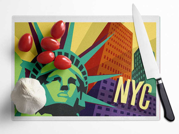 Funky Statue of Liberty Glass Chopping Board