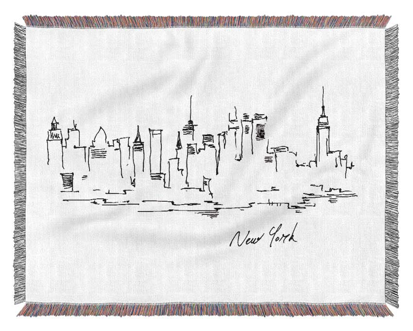 Outline Of The City 5 Woven Blanket