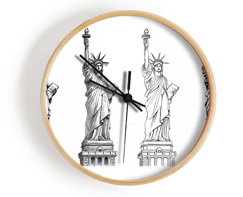 Statue Of Liberty Drawings Clock - Wallart-Direct UK