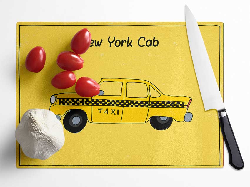 NYC Retro Cab Glass Chopping Board