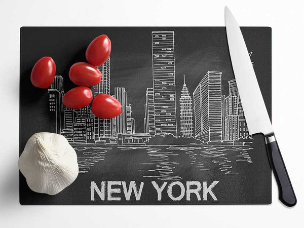 NYC Chalk Glass Chopping Board