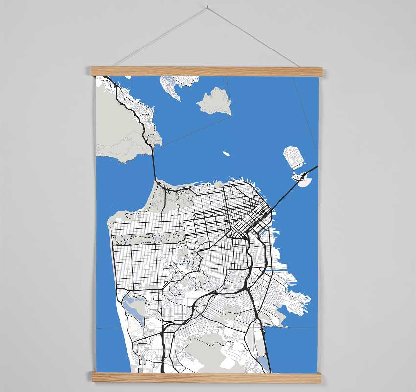 Retro map Of The City 3 Hanging Poster - Wallart-Direct UK