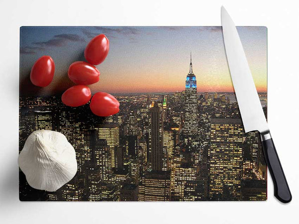 NYC The City That Never Sleeps Glass Chopping Board