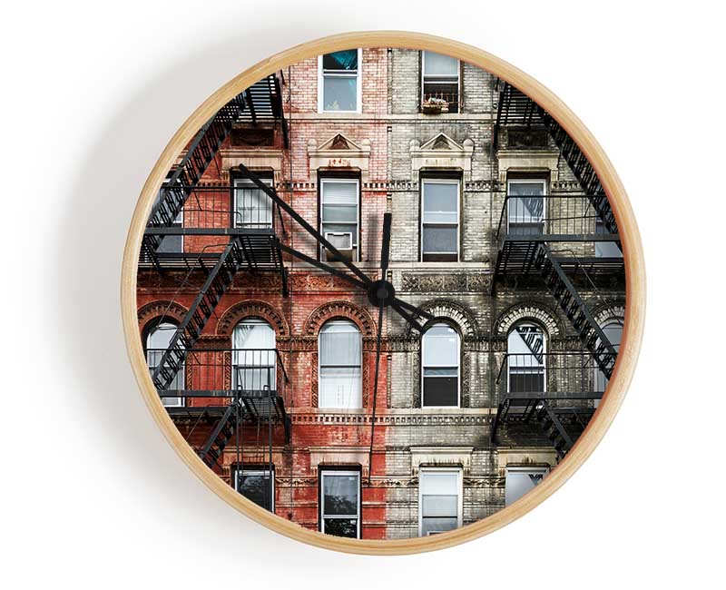 Fire Escape Appartment Blocks Clock - Wallart-Direct UK