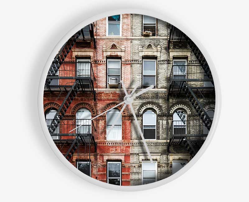 Fire Escape Appartment Blocks Clock - Wallart-Direct UK