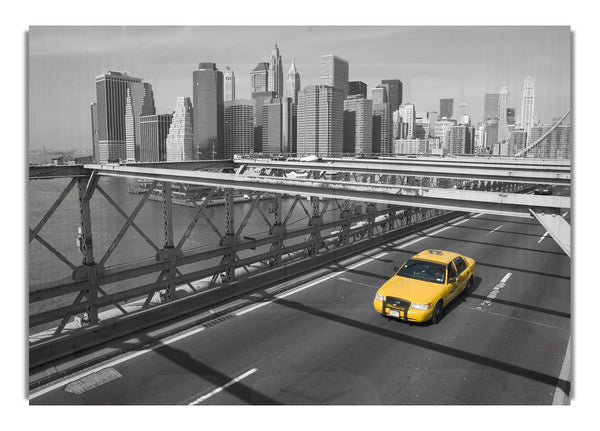 Yellow Cab On Brooklyn Bridge 1