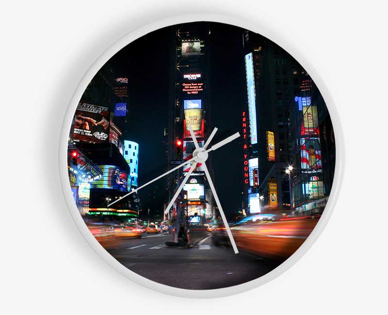 Times Square Yellow Cab Blur Clock - Wallart-Direct UK