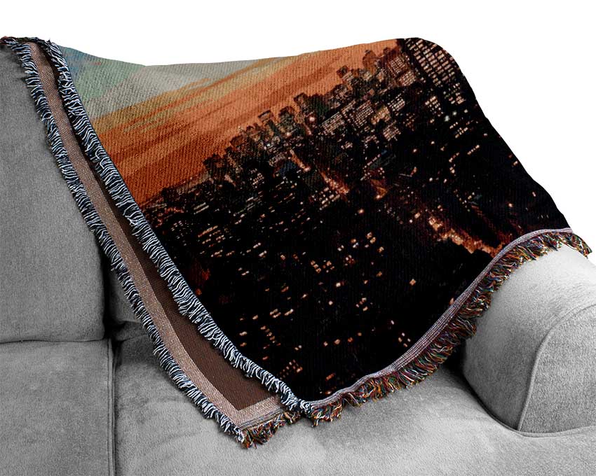 Moonlit Empire State Building Woven Blanket