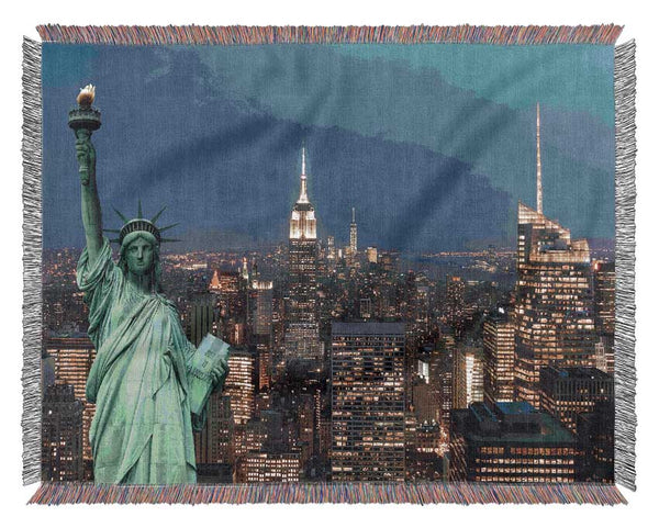 Lights Of The Big City Woven Blanket