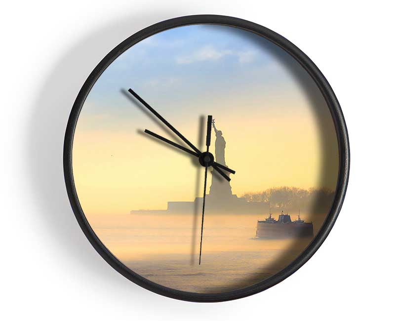 Mist Over The Statue Of Liberty Clock - Wallart-Direct UK