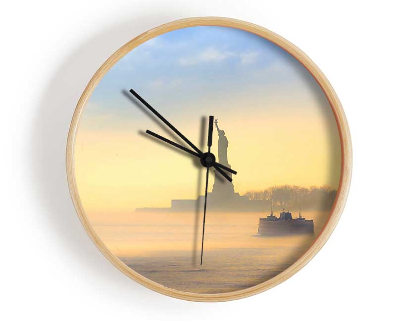 Mist Over The Statue Of Liberty Clock - Wallart-Direct UK