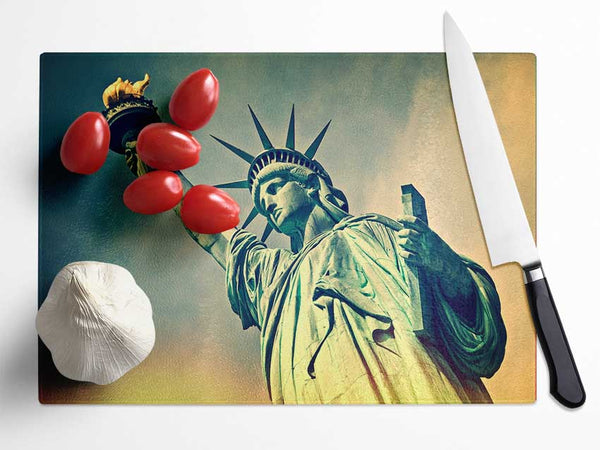 Statue Of Liberty Skies Glass Chopping Board