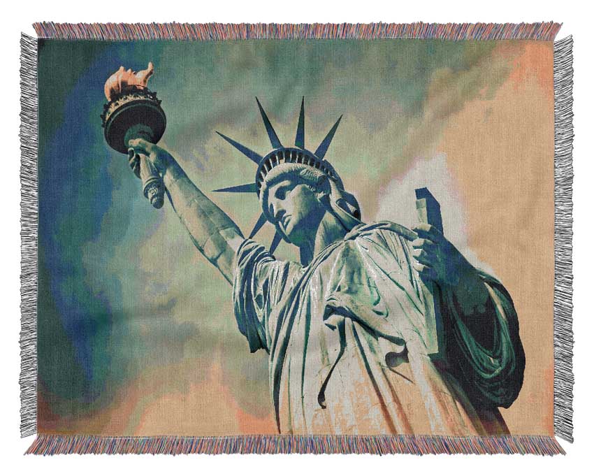 Statue Of Liberty Skies Woven Blanket