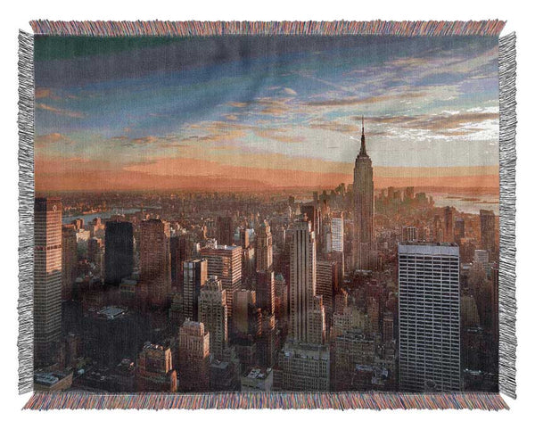 Sunrise Over The City That Never Sleeps Woven Blanket