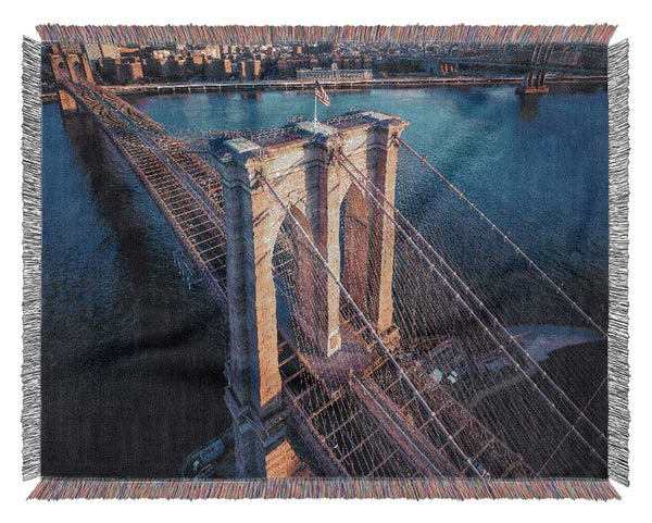 Brooklyn Bridge Above Woven Blanket