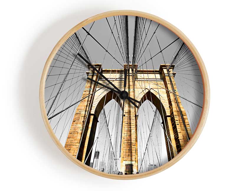 Golden Brooklyn Bridge Clock - Wallart-Direct UK