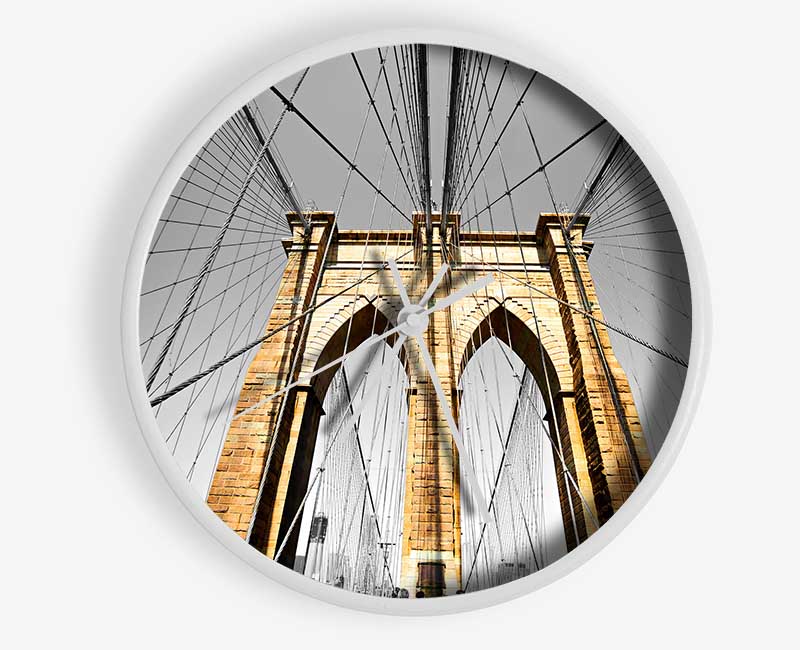 Golden Brooklyn Bridge Clock - Wallart-Direct UK