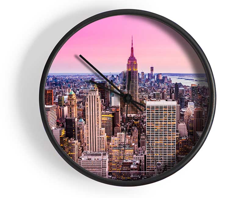 City In Pink Clock - Wallart-Direct UK