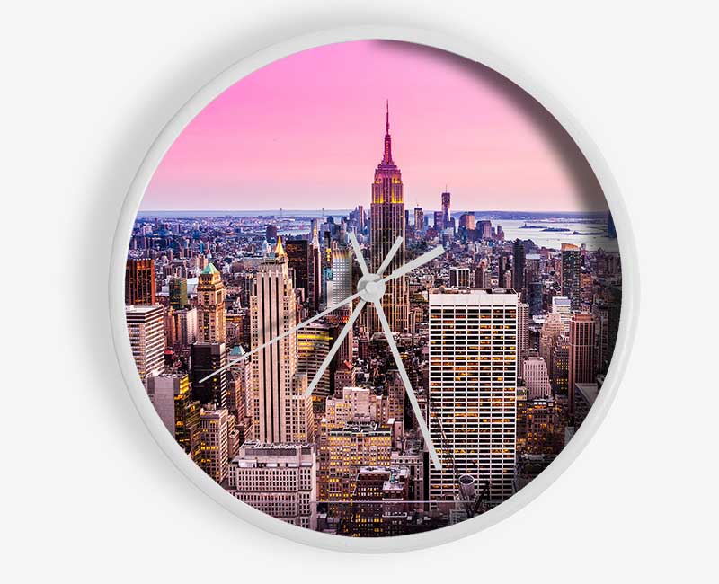 City In Pink Clock - Wallart-Direct UK