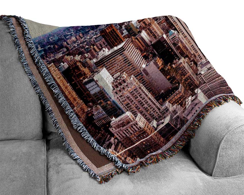 City In Pink Woven Blanket