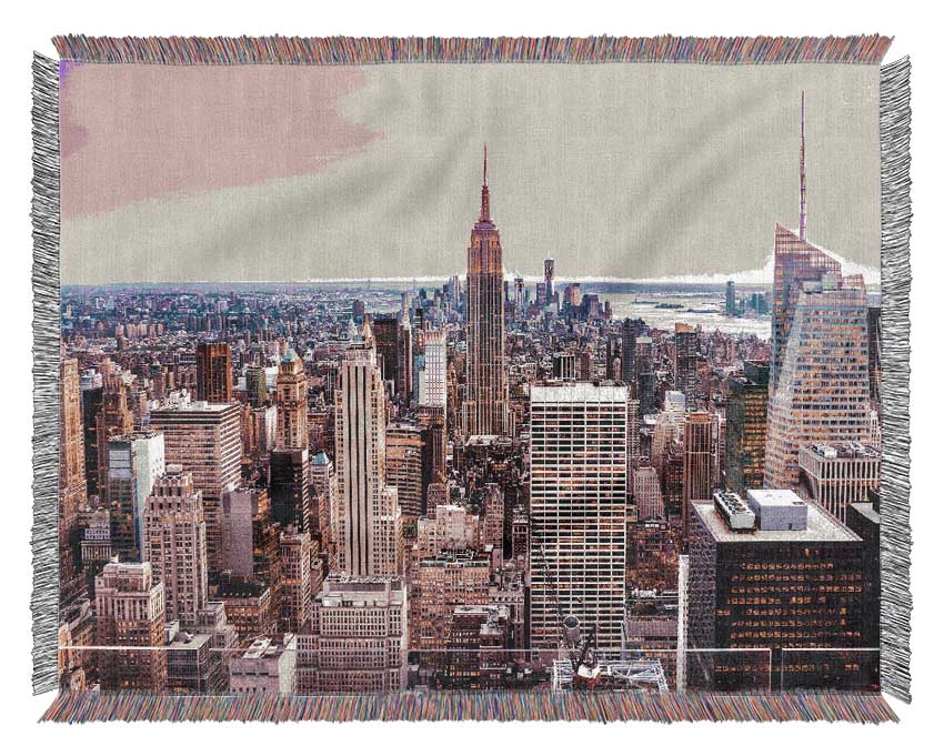 City In Pink Woven Blanket