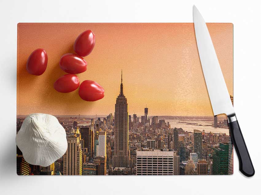 Empire State Building Perfect City Sunrise Glass Chopping Board